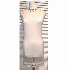 White Lace Trim Slip Dress